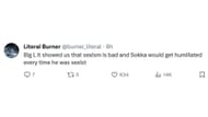 Netizens criticize the streaming platform for removing Sokka's sexist personality from the live-action Avatar series (Image via X/@burner_literal)